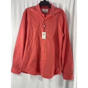 Father Sons Mens Shirt XL Coral Stretch Slim Fit Long Sleeve Button Up
